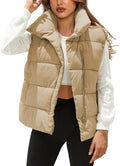 Womens Lightweight Quilted Puffer Vest - Stand Collar Warmth