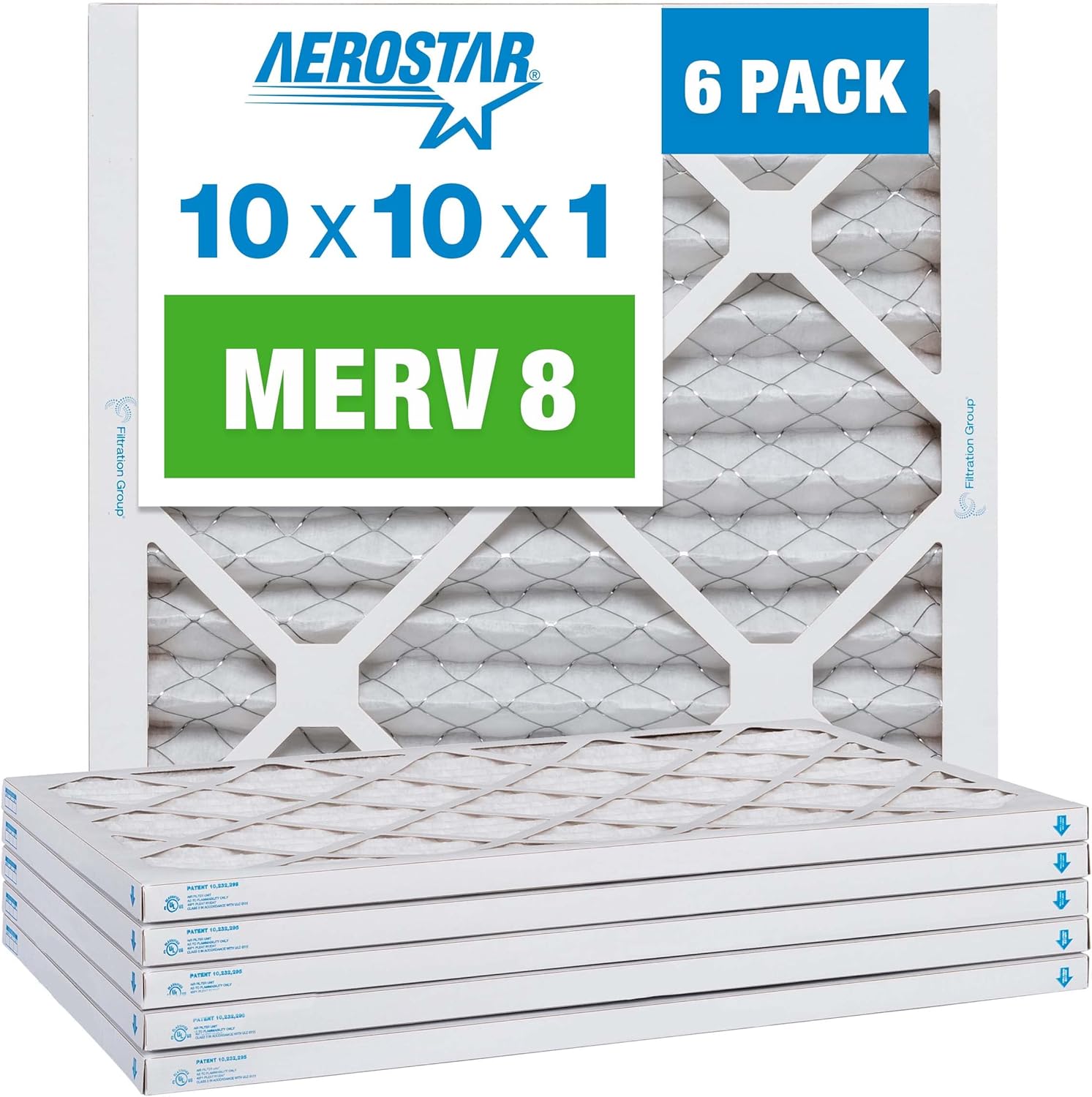 Aerostar 10x10x1 MERV 8 Pleated Air Filter for Clean Air
