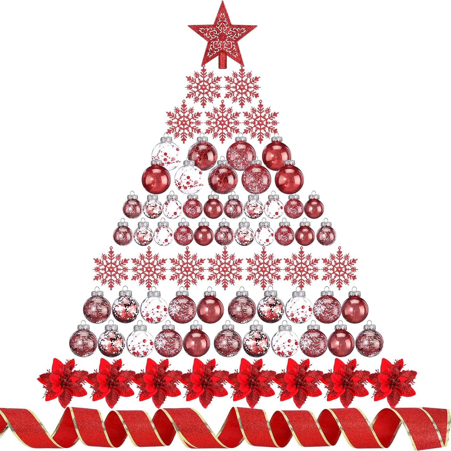 74 Pcs Christmas Ball Ornaments Set for Festive Tree Decor