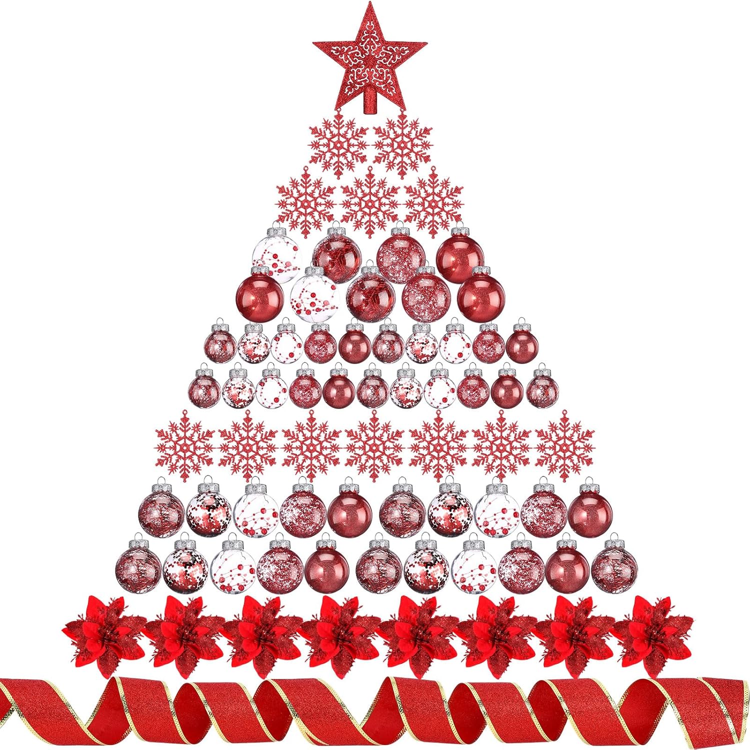 74 Pcs Christmas Ball Ornaments Set for Festive Tree Decor