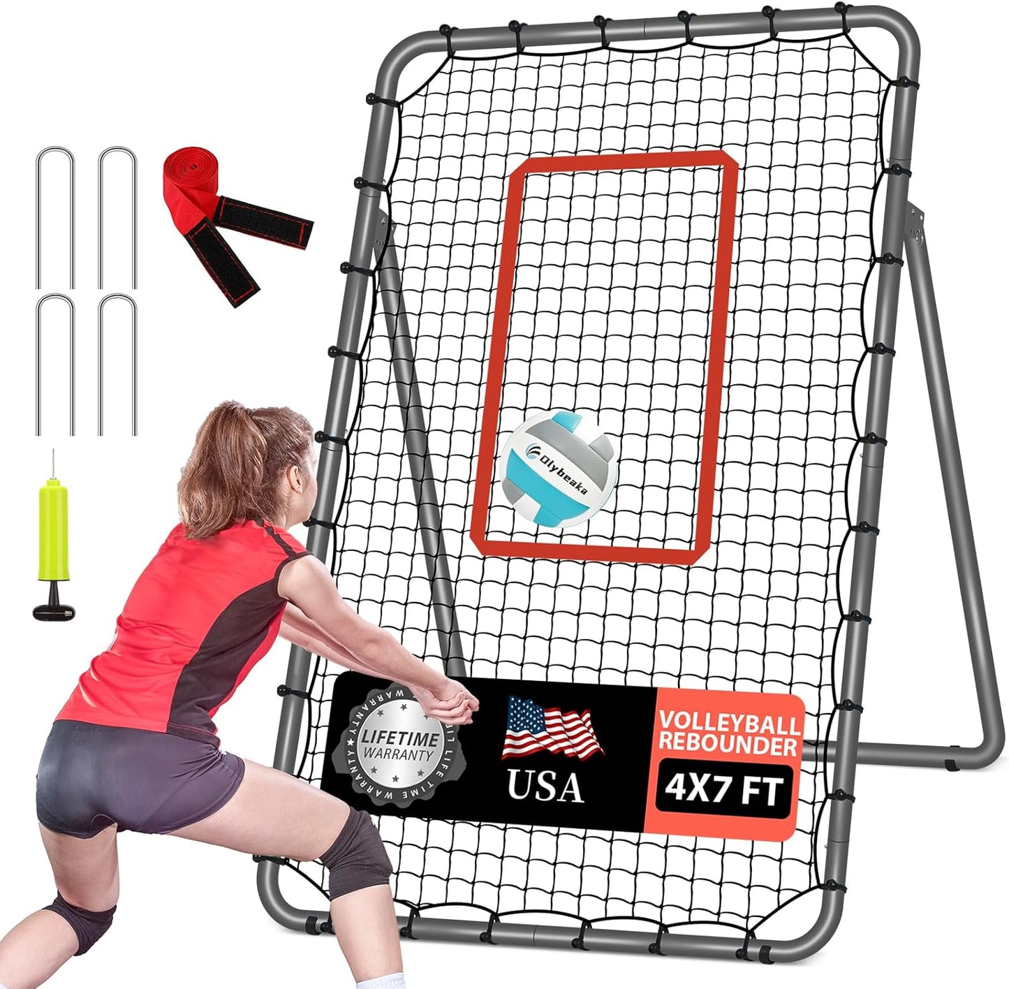 5-Angle Adjustable Volleyball Rebounder Net for Training