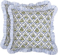 Ridhi Modern Farmhouse Pillow Covers 18x18 - Ruffled Cotton Set