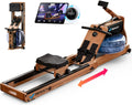MERACH Water Rowing Machine for Home - Foldable Oak Rower