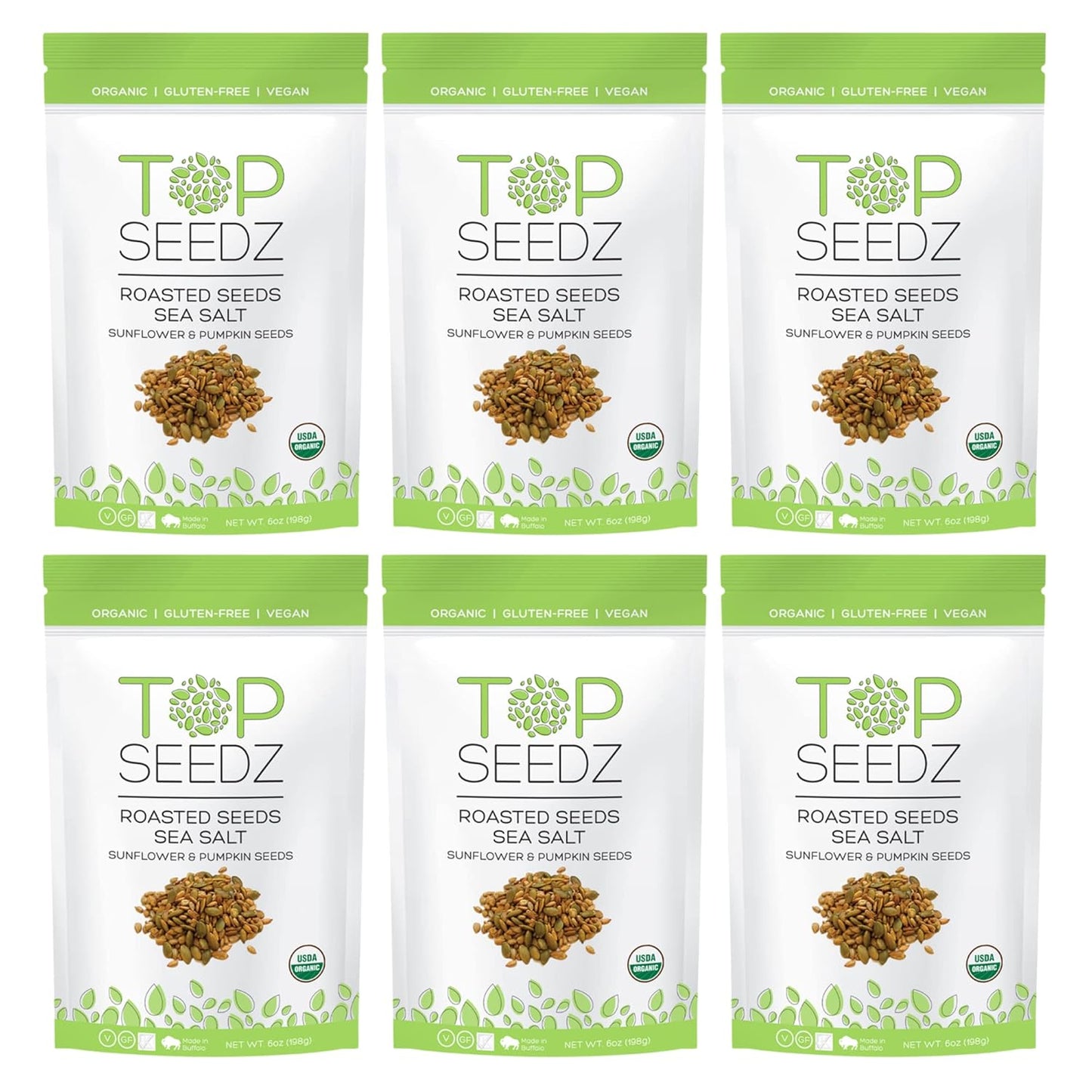 Top Seedz Organic Gluten Free Sea Salt Roasted Seeds 6-Pack