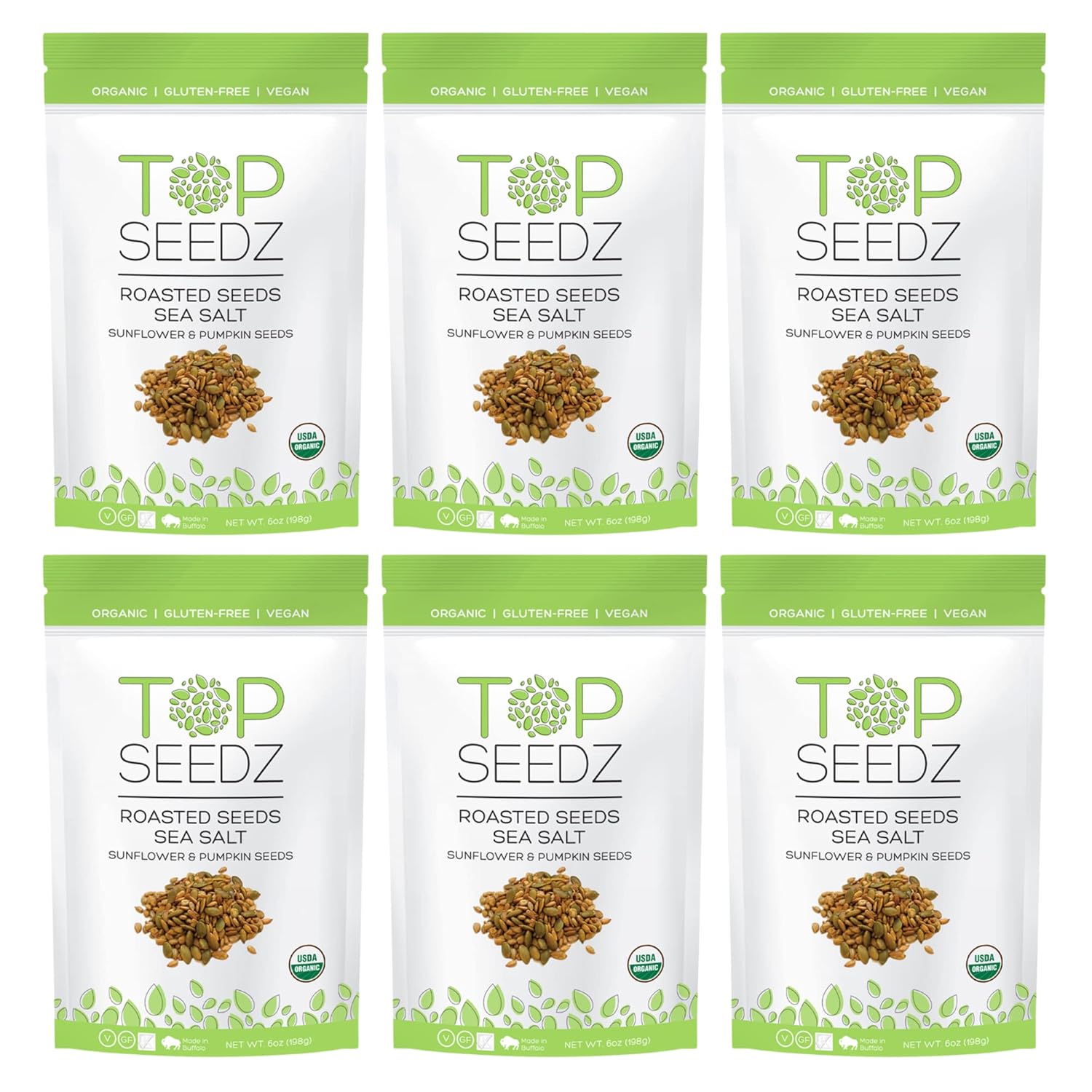 Top Seedz Organic Gluten Free Sea Salt Roasted Seeds 6-Pack