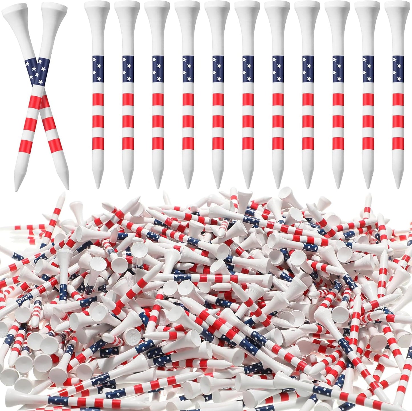 Mudder 600 Pcs Golf Tees with USA Stars and Stripes Design