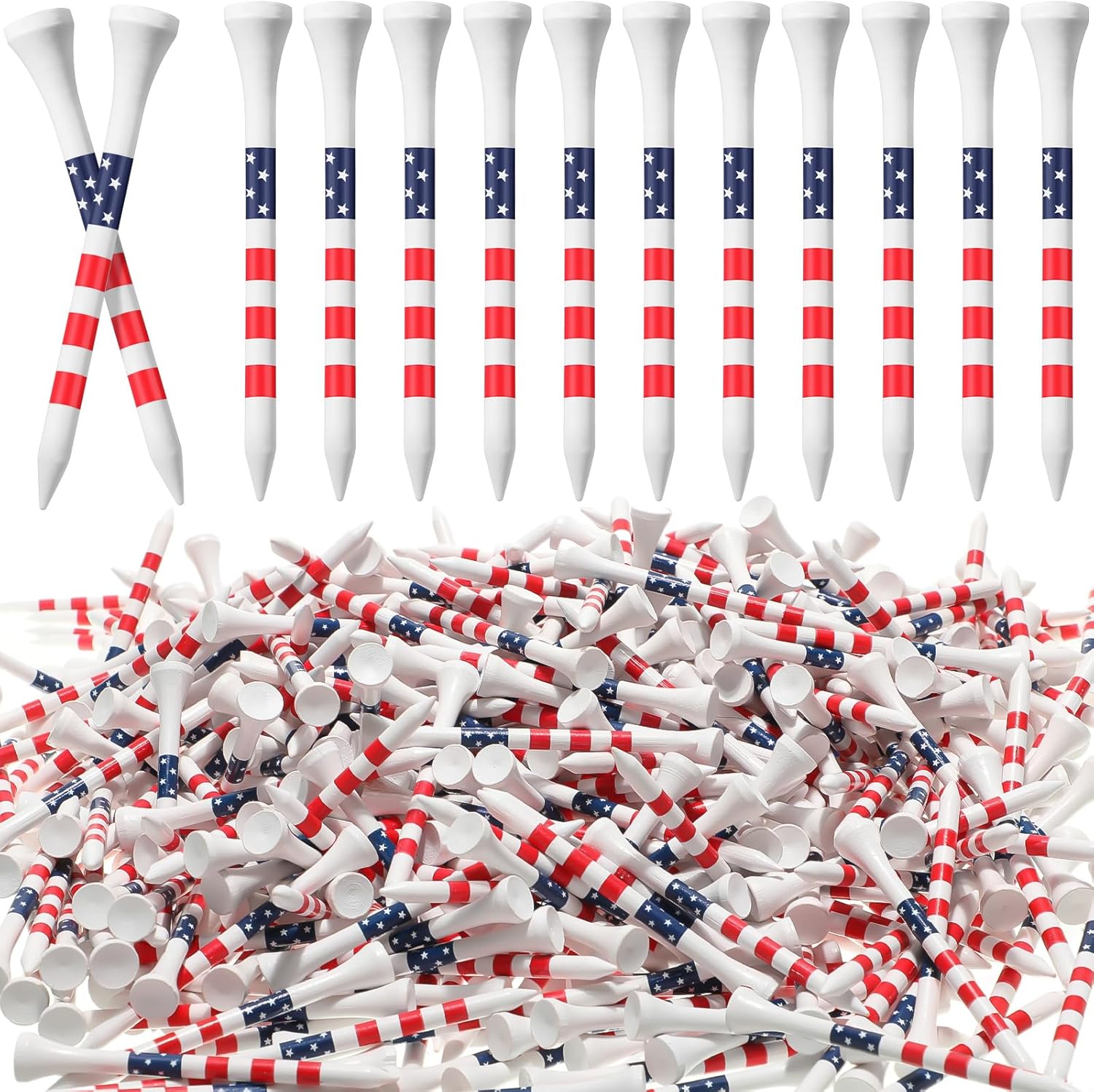 Mudder 600 Pcs Golf Tees with USA Stars and Stripes Design