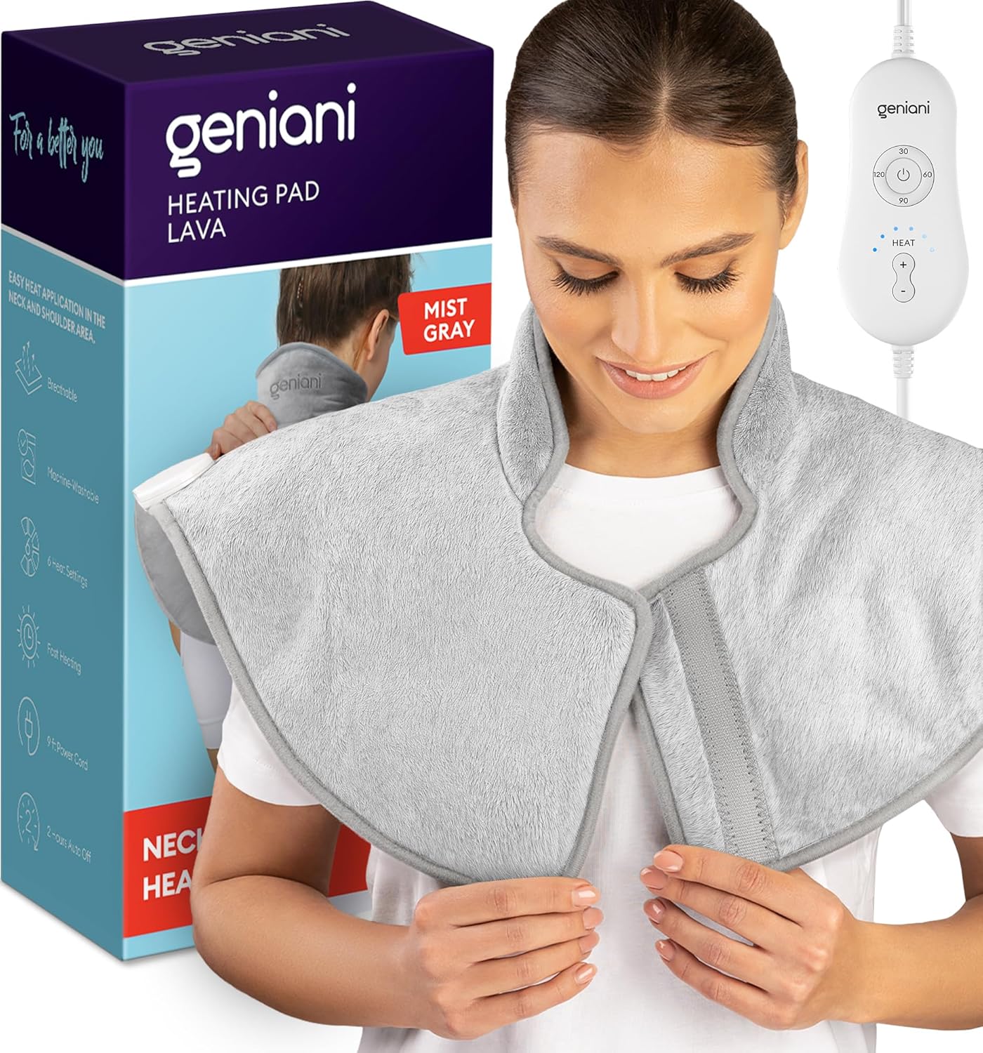 GENIANI Electric Throw - Large Heating Pad for Neck Pain Relief