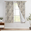 Lined Linen Blend Floral Curtains 63 in - Light Filtering Peony Panels