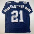Facsimile Autographed Deion Sanders Dallas Blue Reprint Jersey Men's