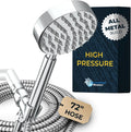 Handheld Shower Head with Hose and Brass Holder - High Pressure Chrome