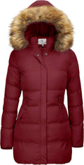 Women's Winter Thicken Puffer Coat with Faux Fur Hood - Warm Fit