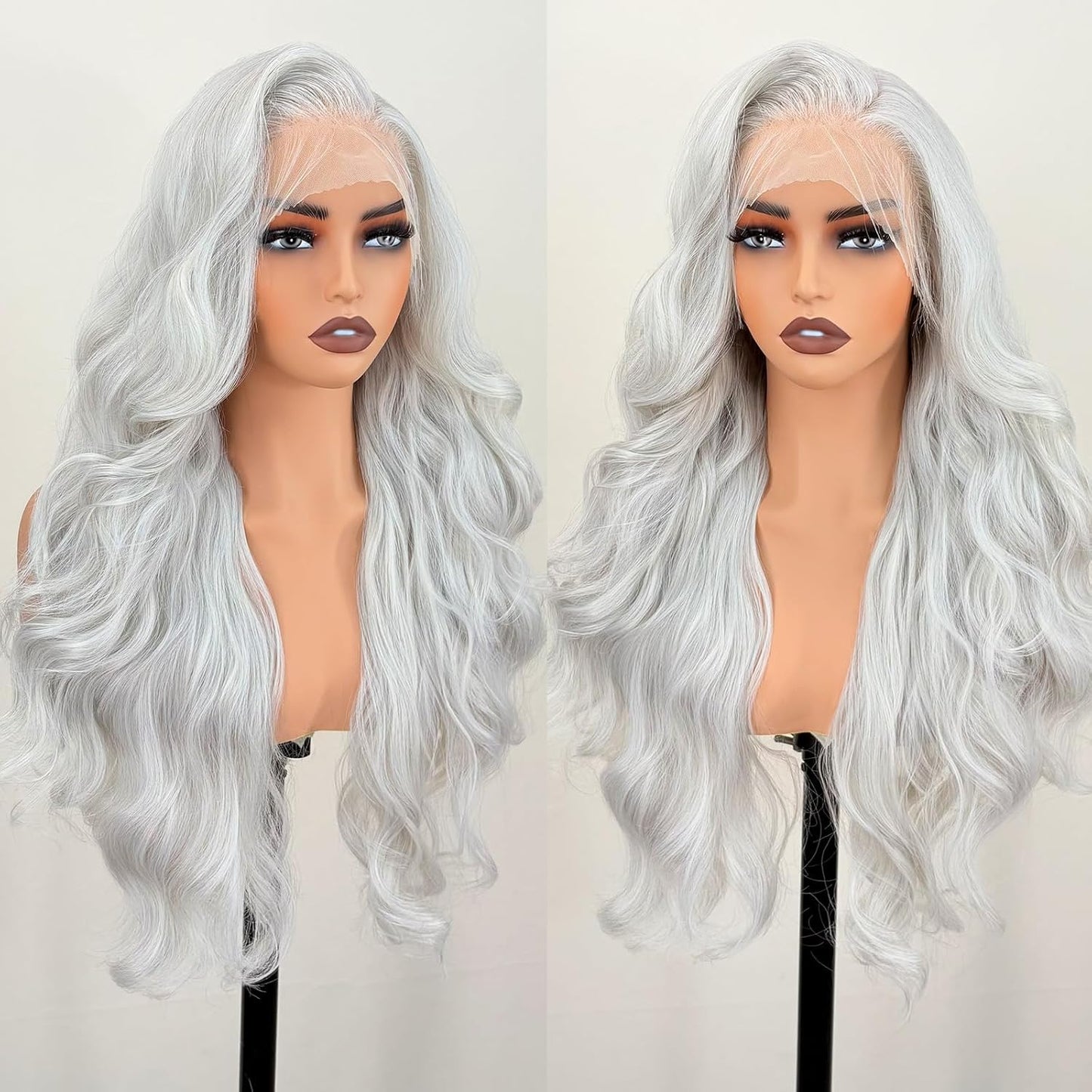 Light Grey 136 HD Lace Front Wigs for Natural Hairline Styling