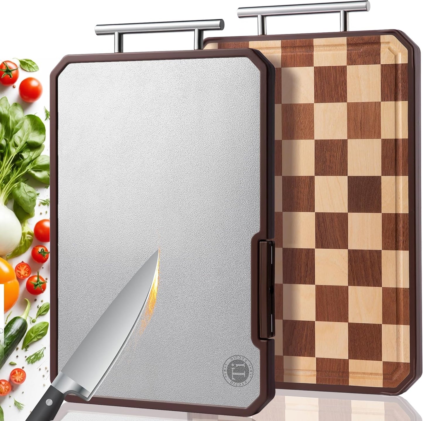 Titanium Cutting Board with Knife Sharpener for Kitchen Use