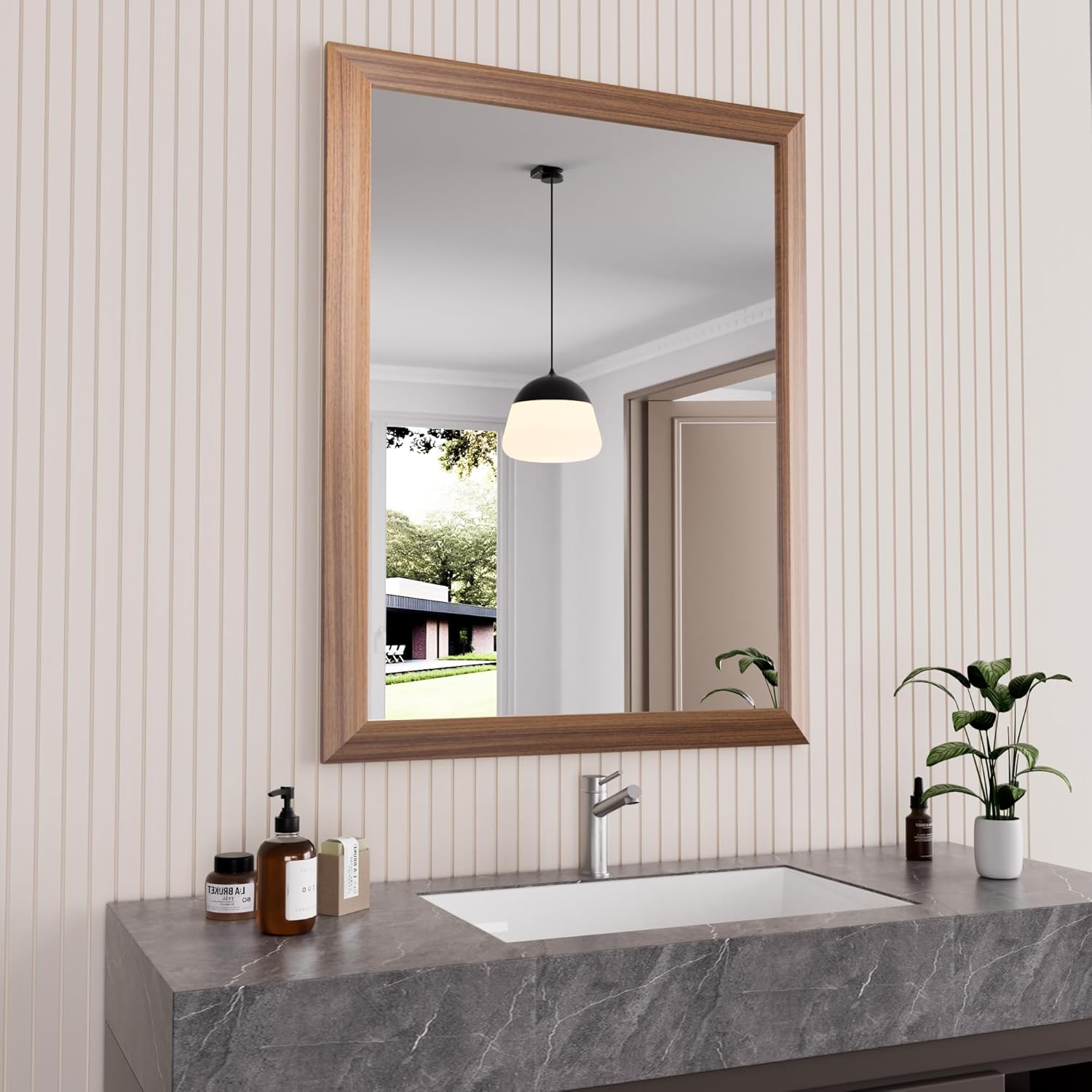 Amorho Bathroom Mirror 28 X 36 Inch Elegant Wall Mirror