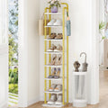 8 Tiers Vertical Shoe Rack White Gold - Narrow Tall Shoe Tower