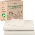 Twin Organic Cotton Percale Sheets Set - Cool, Deep Pocket Ivory