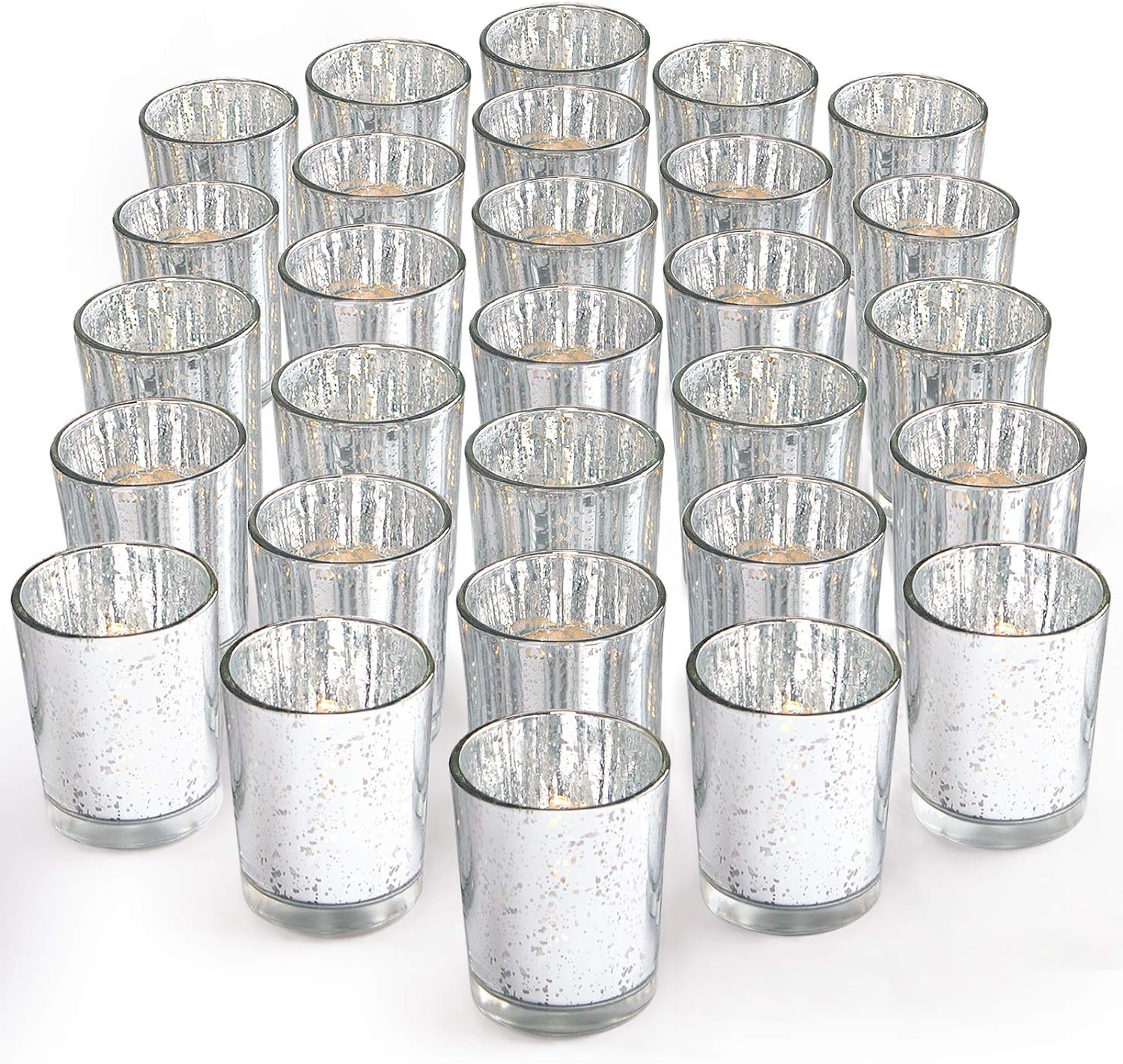 LETINE Silver Votive Candle Holders Set of 36 for Home Decor