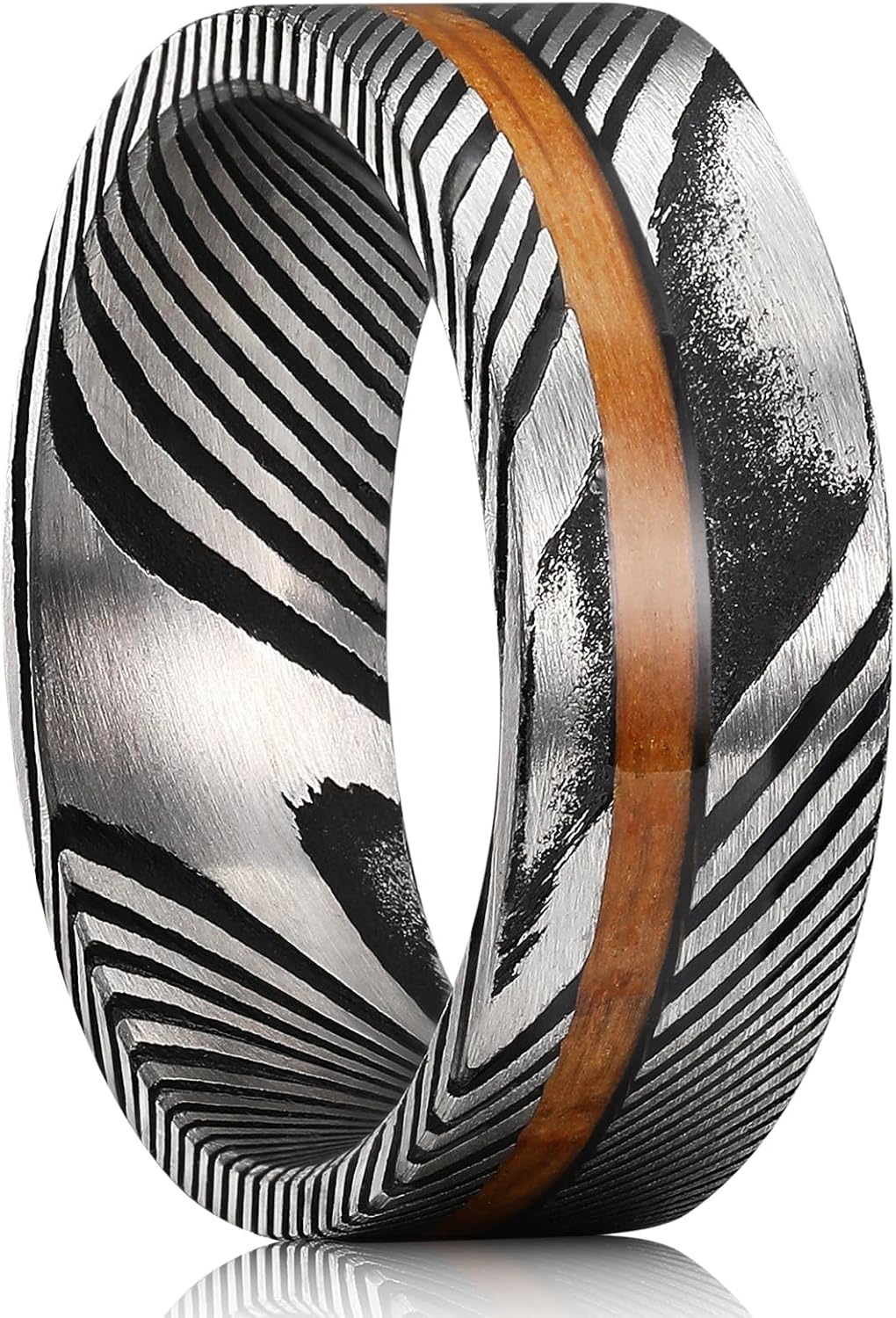 King Will Titanium Wedding Band for Men with Wood Inlay Design