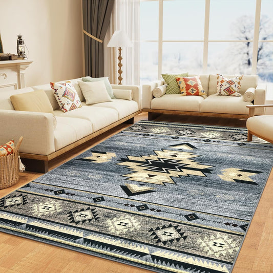 Western Rugs for Living Room - Non Slip Rustic Area Rug