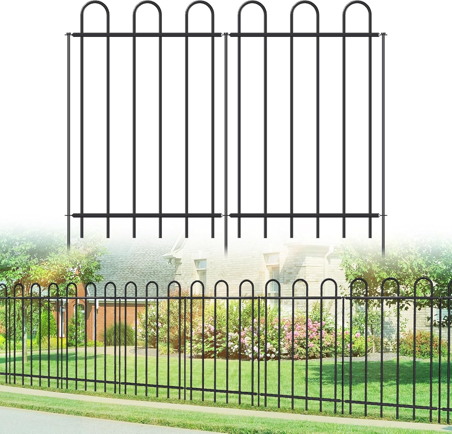 Metal Garden Fence 36 in H x 12 ft L for Stylish Yard Borders