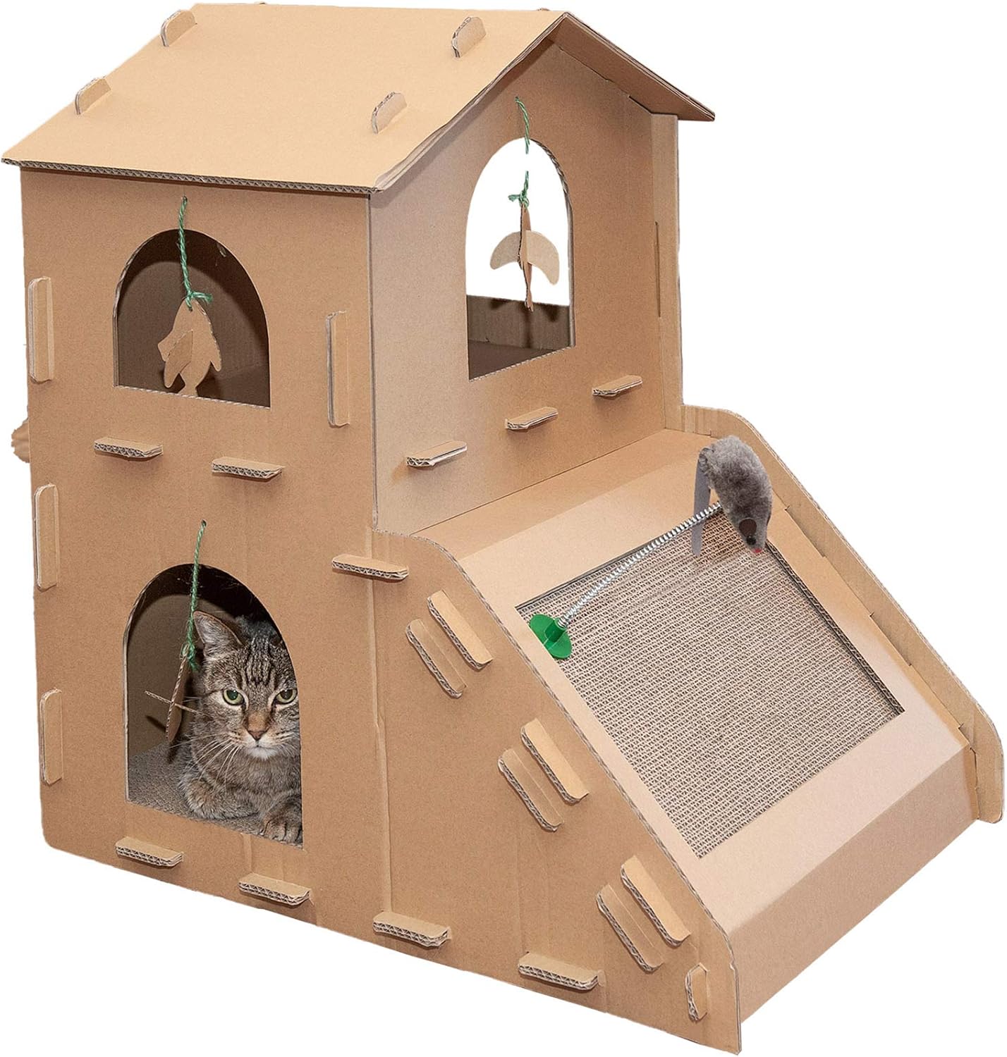 Furhaven Multi-Level Cardboard Cat House for Indoor Cats