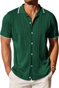 COOFANDY Men's Knit Button Down Shirt - Lightweight Vintage Polo