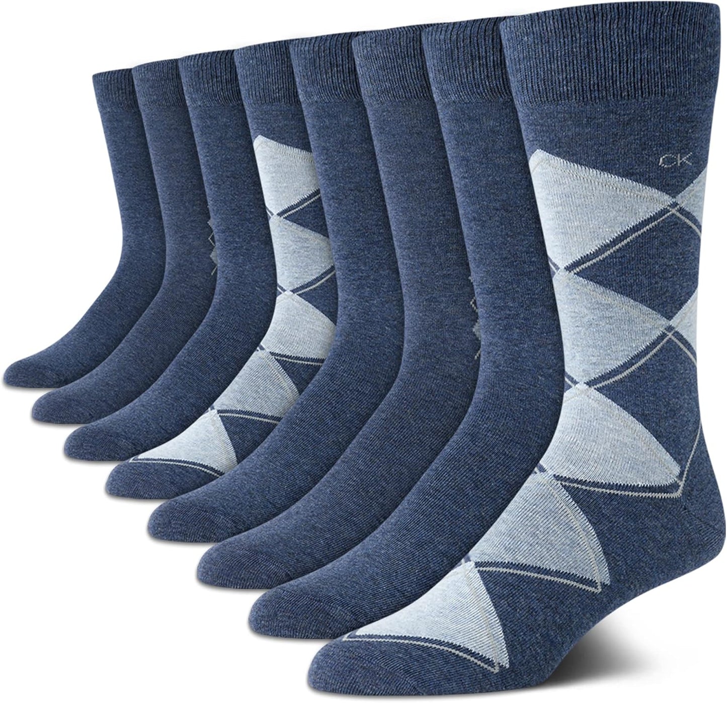 Calvin Klein Men's Dress Socks - 8 Pack Breathable Cotton Blend
