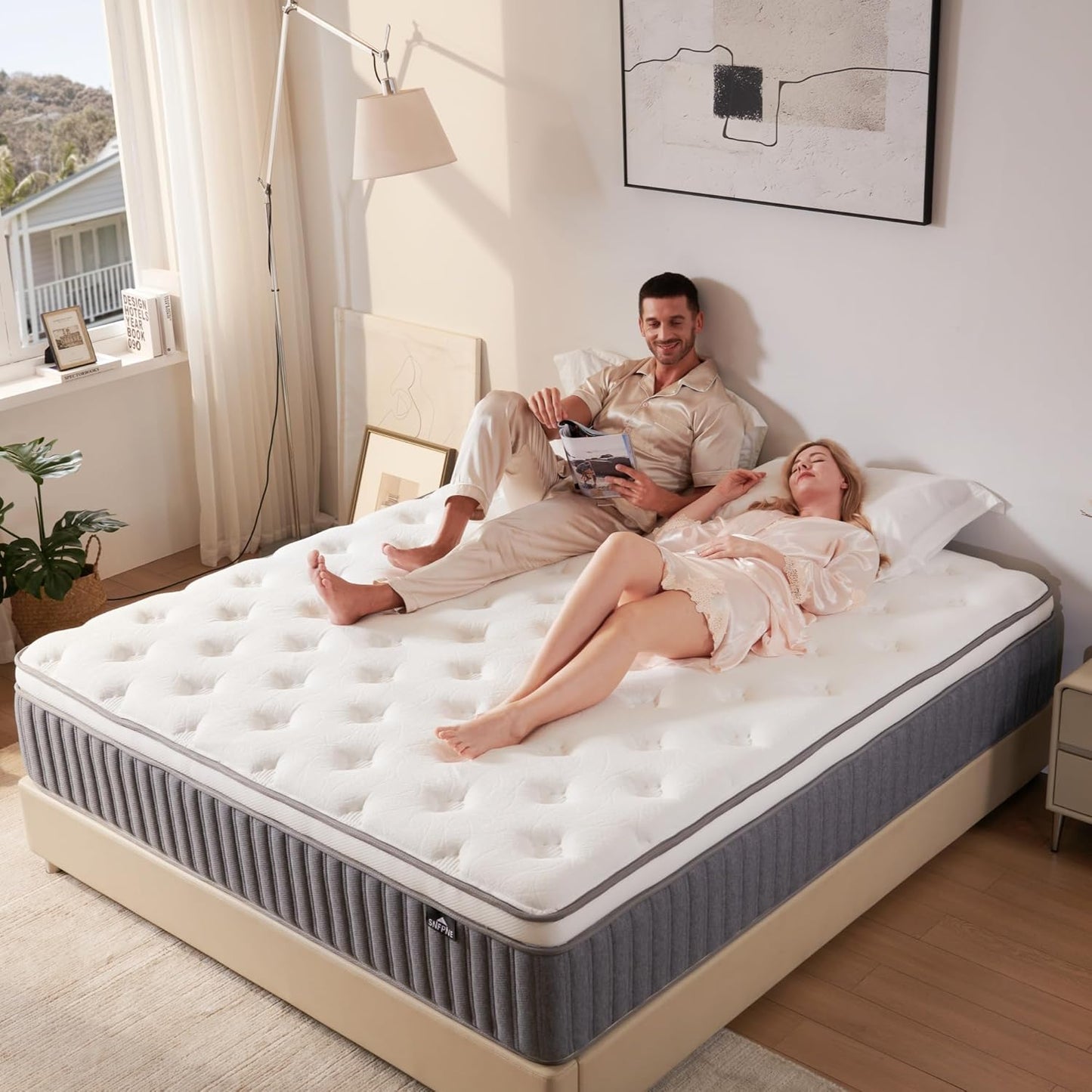 Queen Mattress 14 Inch Hybrid Memory Foam with Zoned Support