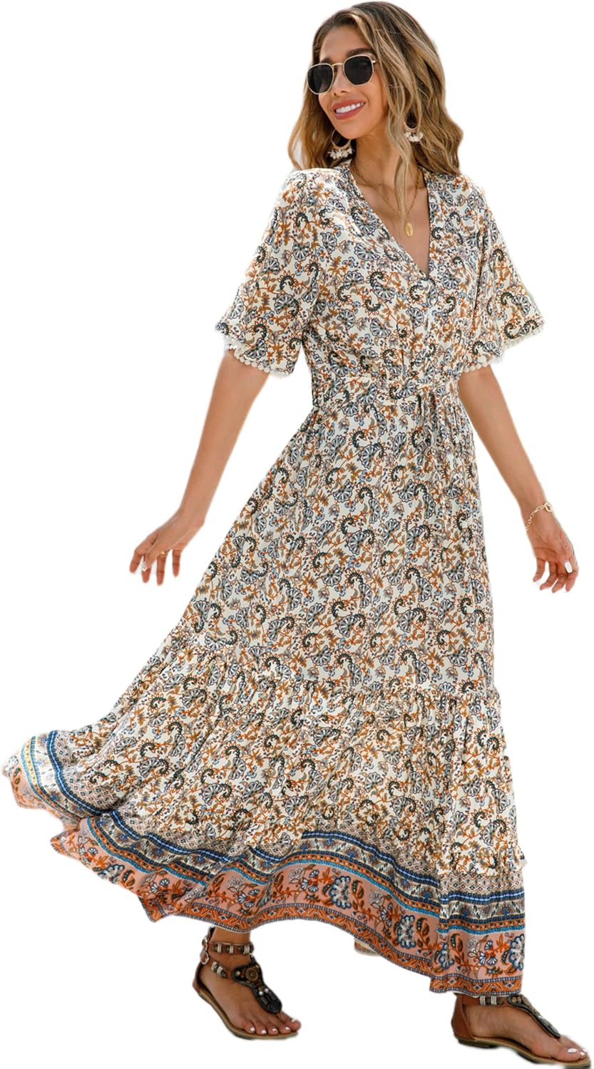 R.Vivimos Womens Summer Cotton Floral Print Midi Dress Review