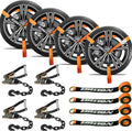4 Pack Car Tie Down Straps 2 in x 96 in - Heavy Duty Wheel Straps