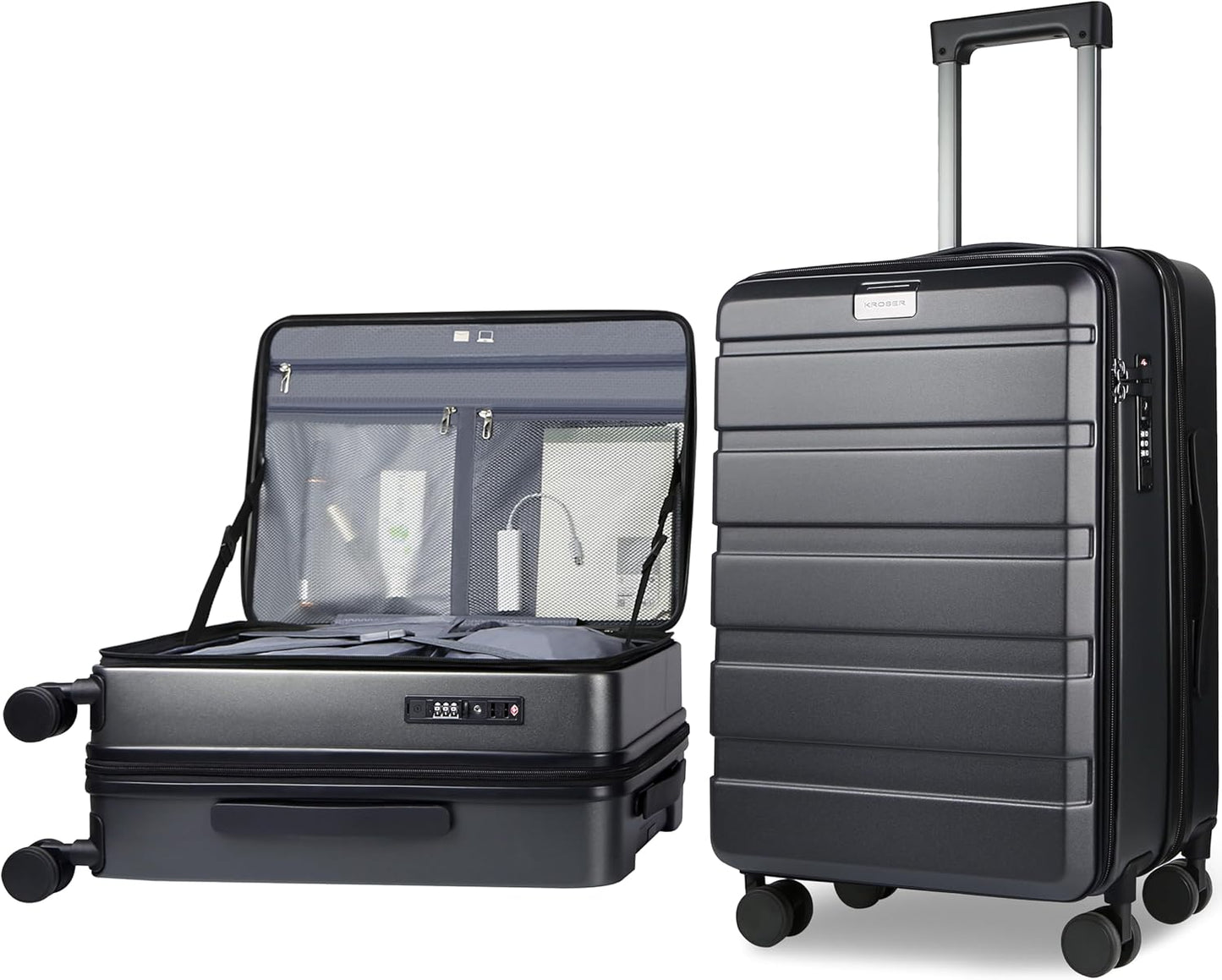 KROSER Carry On Luggage with Spinner Wheels and TSA Lock