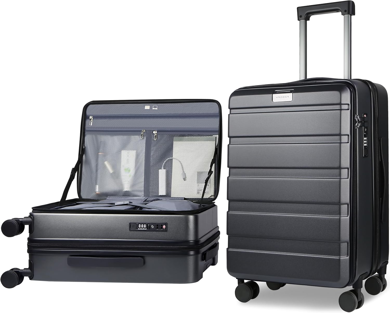 KROSER Carry On Luggage with Spinner Wheels and TSA Lock