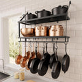 30-Inch Kitchen Pot Rack Wall Mount - Matte Black 2-Tier Organizer