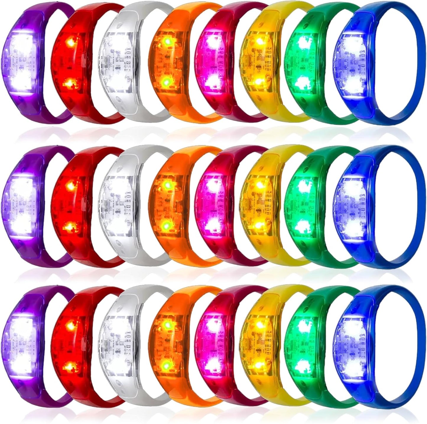 24 Pcs LED Glow Bracelets for Sound Activated Light Up Fun