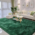 Fluffy Rug Non Slip 6x9 Feet Black Green - Plush Moss Emerald Shaggy