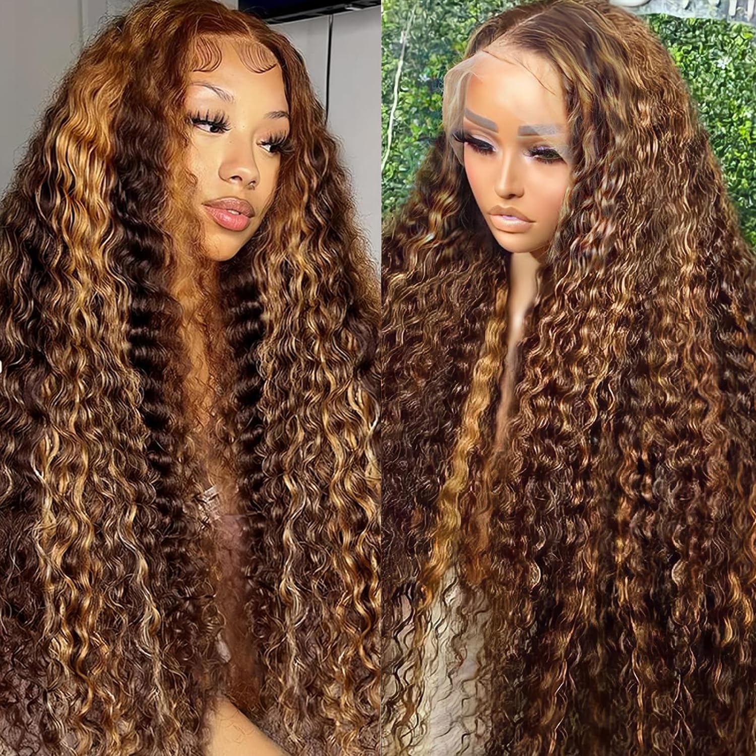 Highlight Ombre 5x5 Lace Closure Wig Human Hair Deep Wave Style