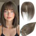Human Hair Toppers for Women with Fringe 10 in Real Hairpiece - Medium