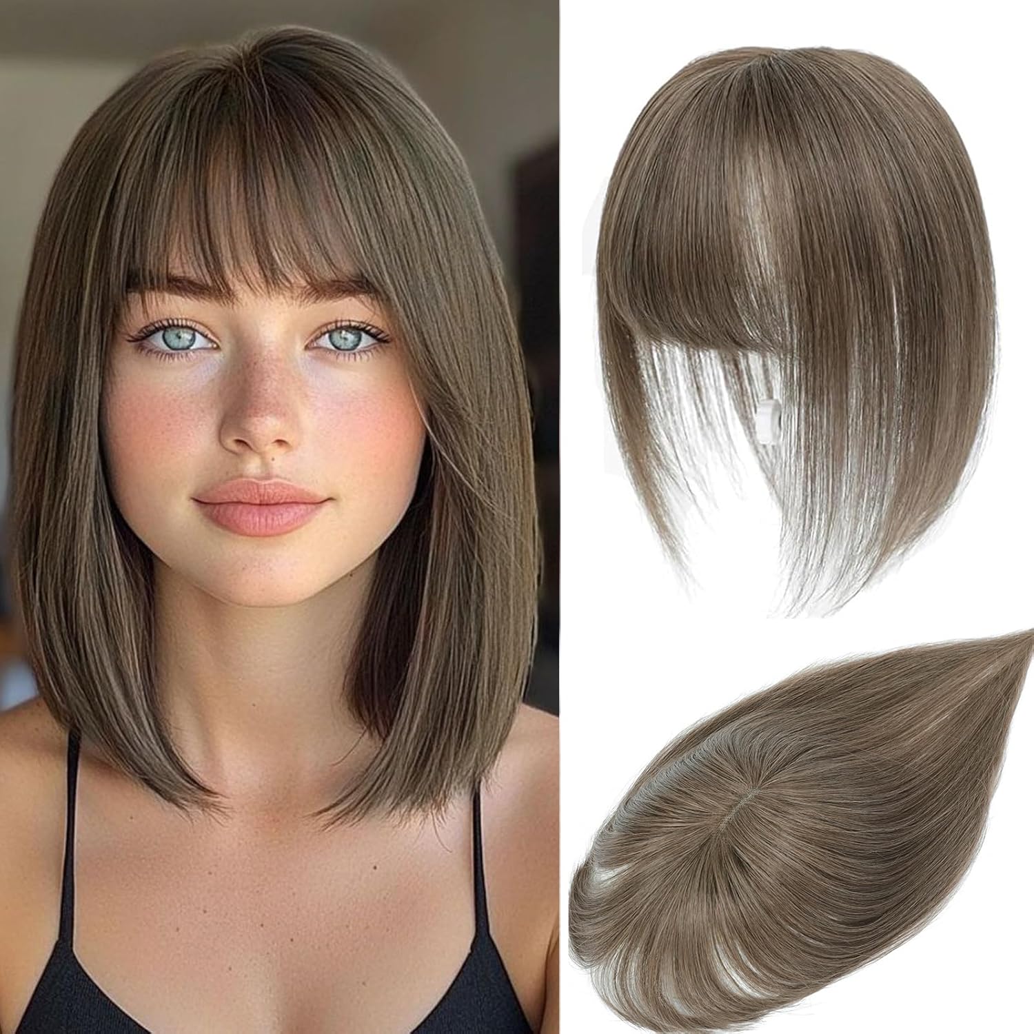 Human Hair Toppers for Women with Fringe for Thinning Hair
