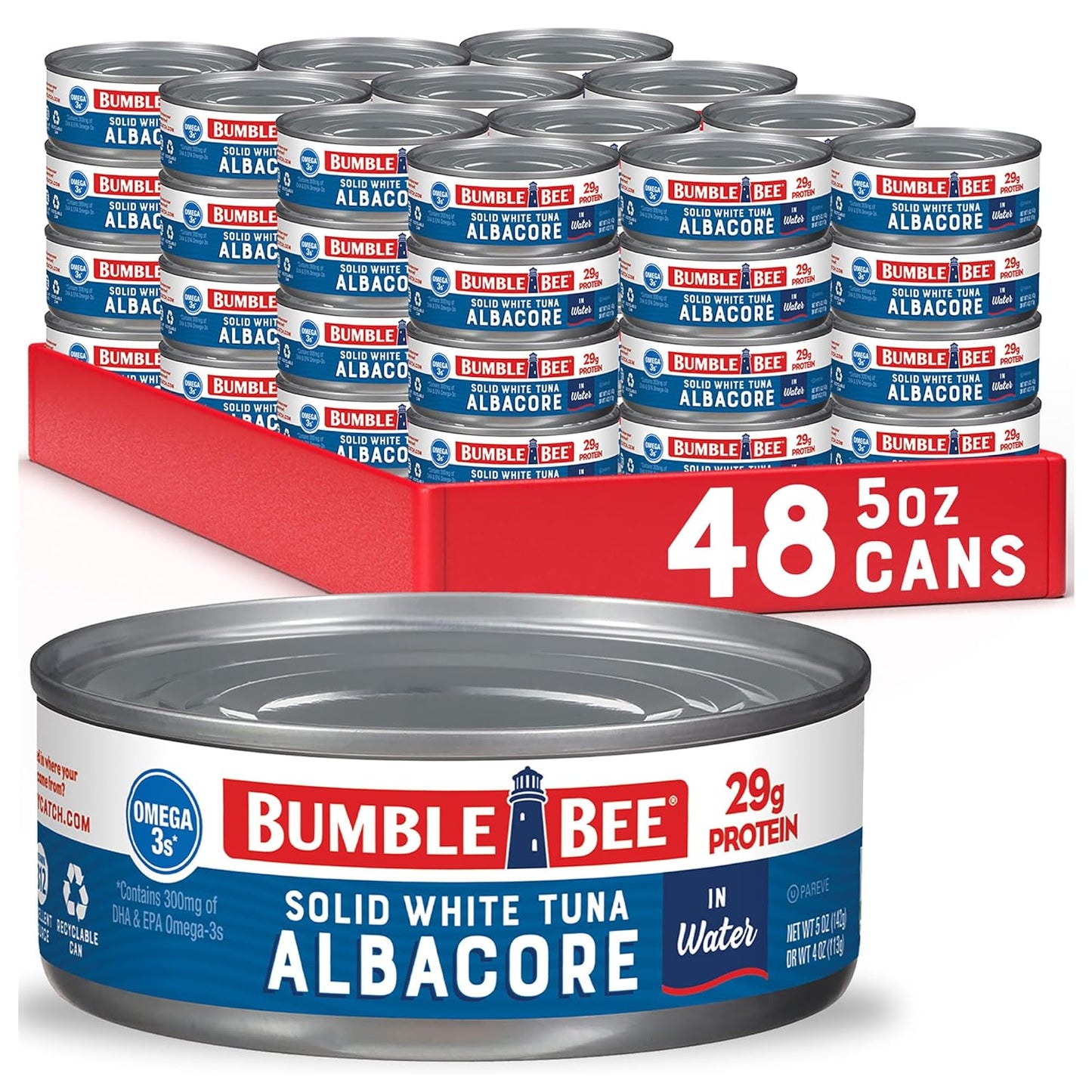 Bumble Bee Solid White Albacore Tuna in Water, 48 Cans