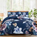 Drucon Blue Floral Quilt Set Queen Size 3-Piece - Lightweight