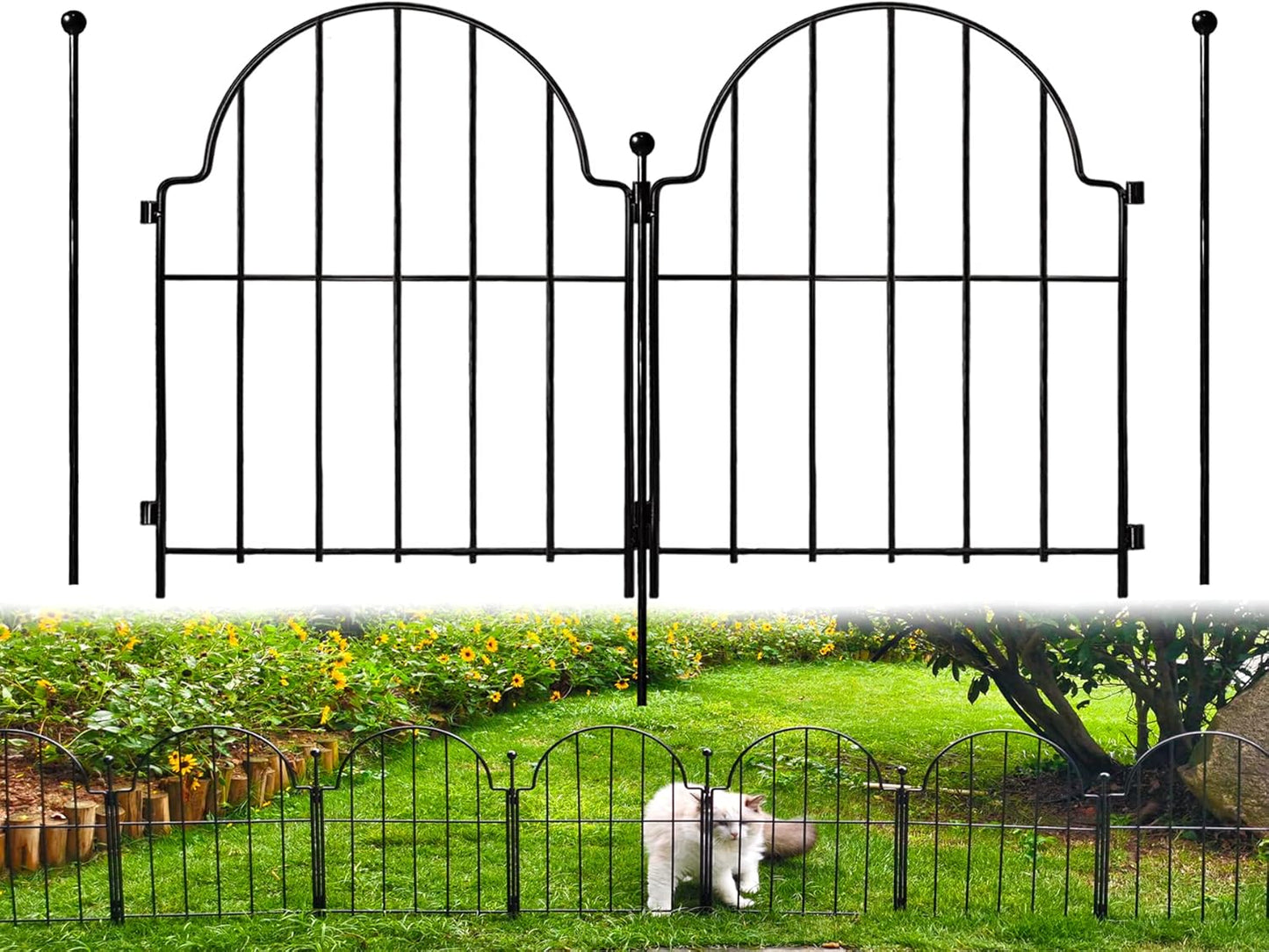 Garden Fence, 22 in(H) x 27.5 ft(L) Arched Metal No Dig Fence