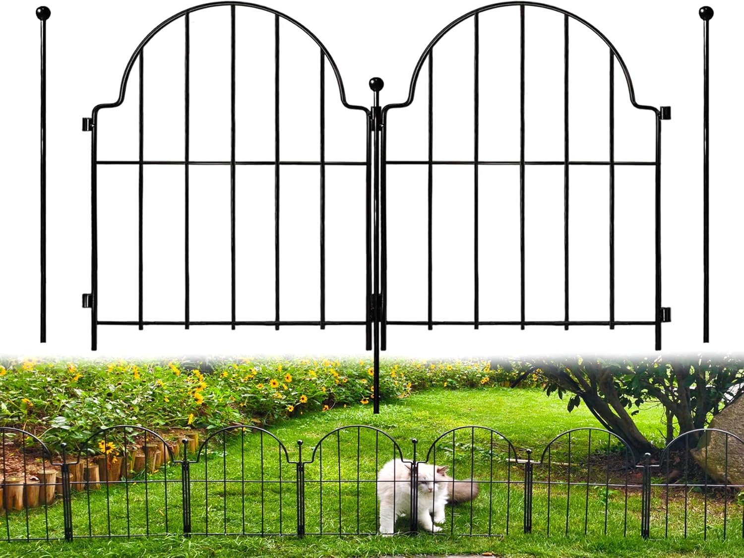 Garden Fence, 22 in(H) x 27.5 ft(L) Arched Metal No Dig Fence