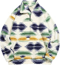 Men 1/4 Zipper Sweatshirt Aztec Print - Fleece-Lined Pullover