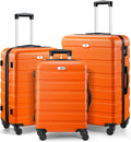 Orange 3 Piece Luggage Set 20 24 28 in Hard Shell - Spinner Travel