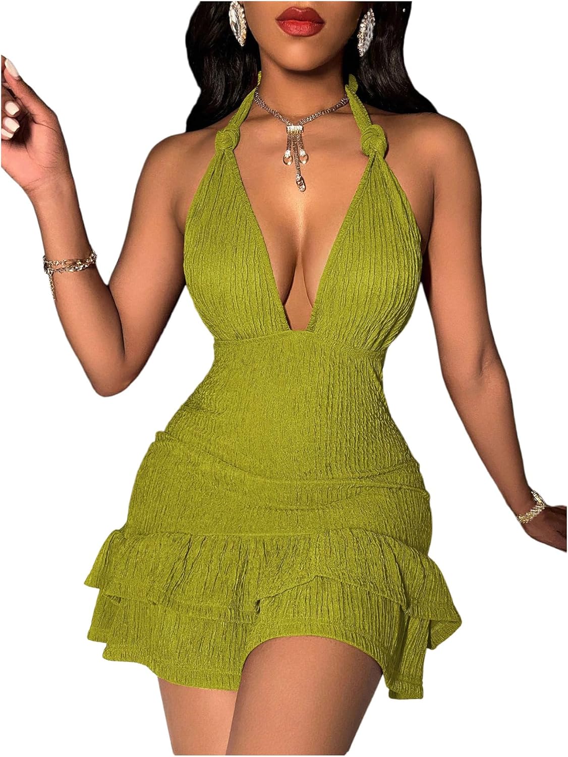 SOLY HUX Women's Summer Halter Bodycon Mini Dress for Parties