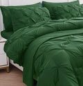 Lane Linen Queen Comforter Set Pintuck Bed in a Bag - Olive Green