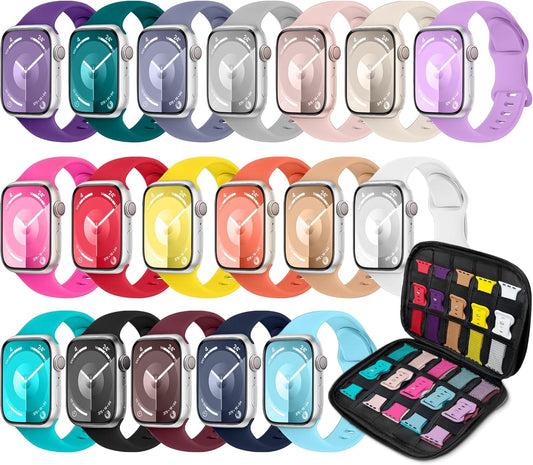 18-Pack Soft Silicone Apple Watch Bands + Storage Case by Anpexolite