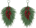 Christmas Teardrop Door Swag 25 in - Set of 2 Holiday Greenery