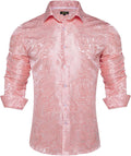Silk Paisley Dress Shirt for Men - Shiny Button-Down Regular Fit